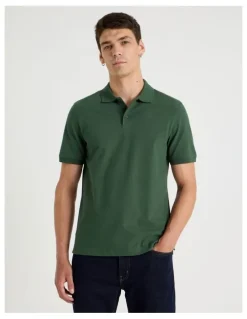 Grab Pique Polo in Dark Green