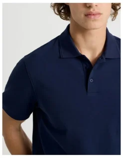 Grab Pique Polo in Navy