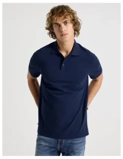 Grab Pique Polo in Navy