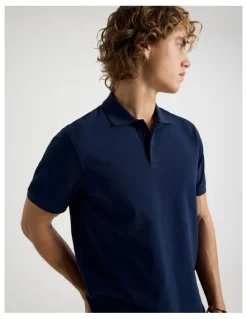 Grab Pique Polo in Navy