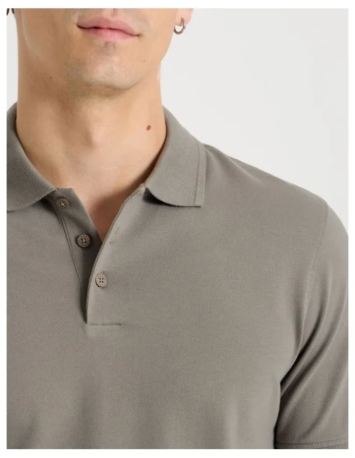 Grab Pique Polo in Stone