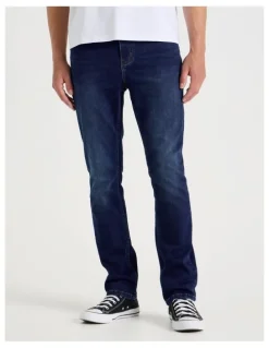 Grab Regular Tapered Knit Jeans in Mid Blues
