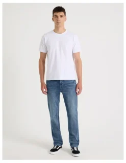 Grab Regular Tapered Tinted Jeans in Mid Blues