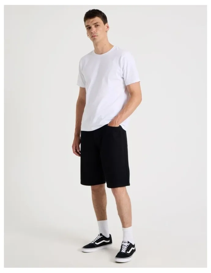 Grab Relaxed Denim Shorts in Black