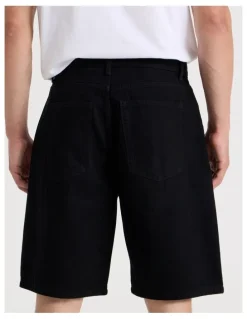 Grab Relaxed Denim Shorts in Black