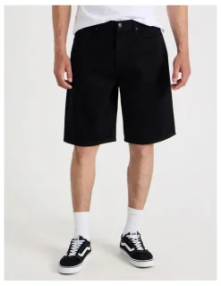 Grab Relaxed Denim Shorts in Black