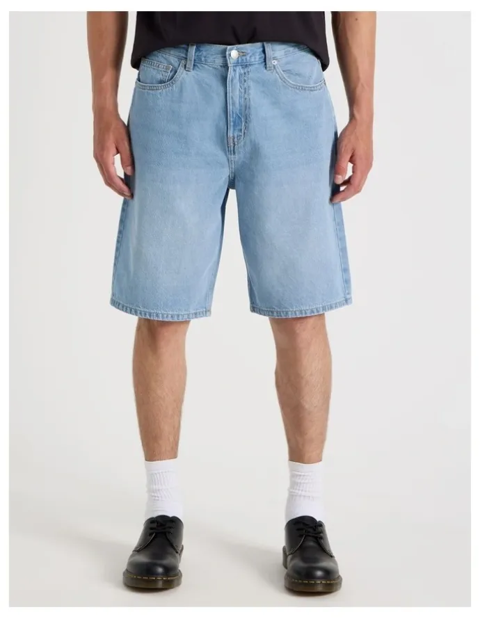 Grab Relaxed Denim Shorts in Light Blue