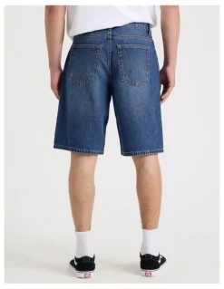 Grab Relaxed Denim Shorts in Mid Blues
