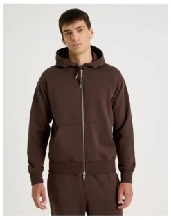 Grab Relaxed Zip Thru Hoodie in Brown