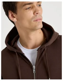 Grab Relaxed Zip Thru Hoodie in Brown