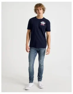 Grab Skinny At Waist Jeans in Mid Blues