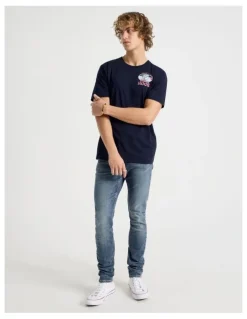 Grab Skinny At Waist Jeans in Mid Blues