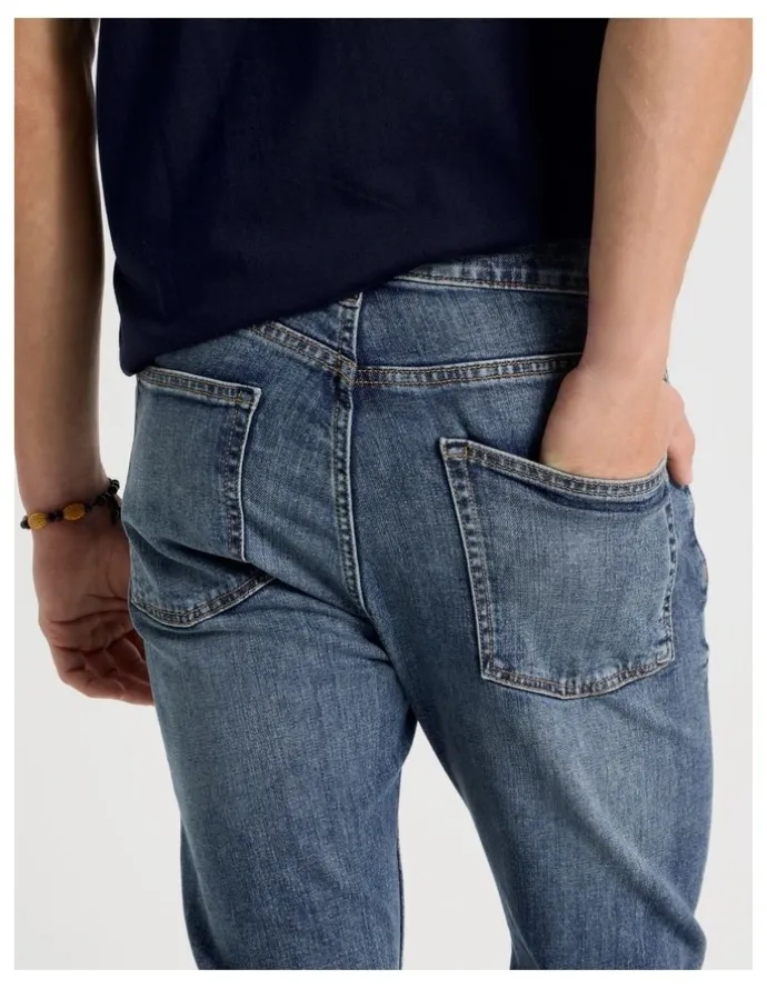 Grab Skinny At Waist Jeans in Mid Blues