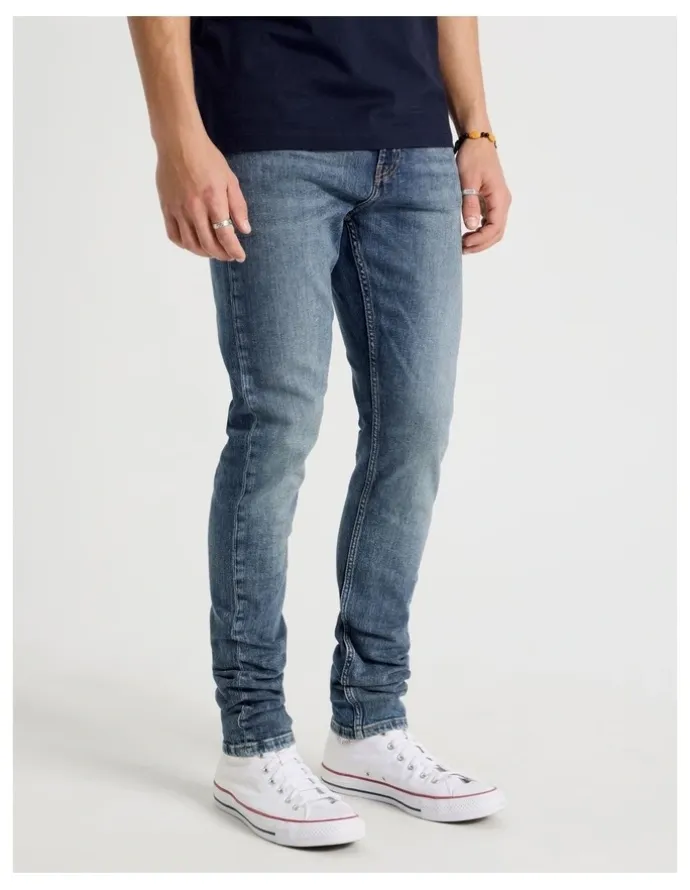Grab Skinny At Waist Jeans in Mid Blues