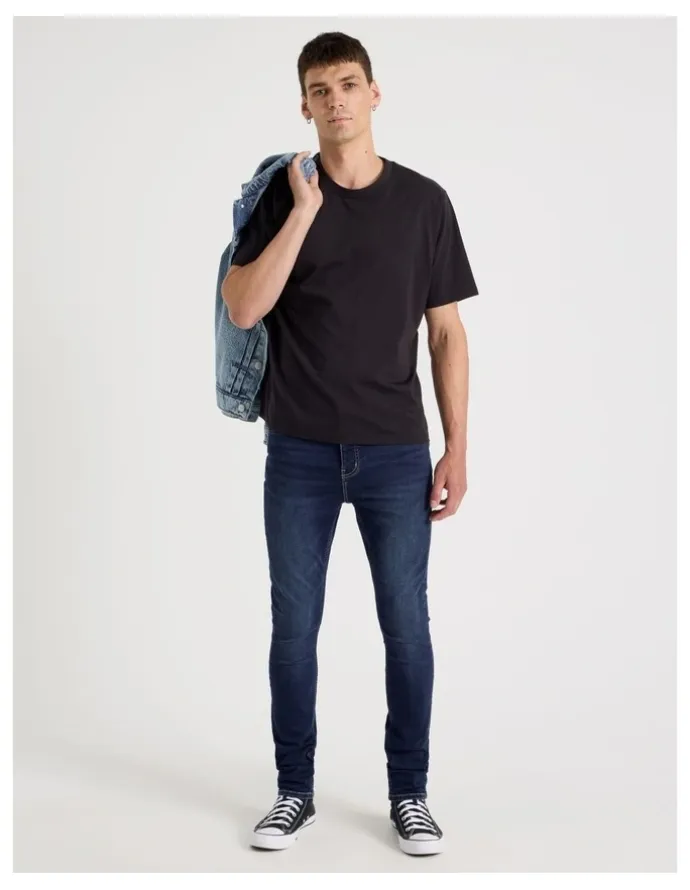 Grab Skinny At Waist Knit Jeans in Mid Blues