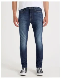 Grab Skinny At Waist Tinted Jeans in Dark Denim