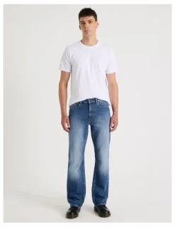 GRAB Slim Bootcut Jeans in Mid Blues