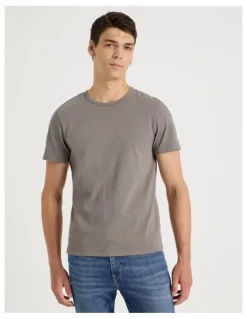 Grab Slim Crew Neck T-Shirt in Stone