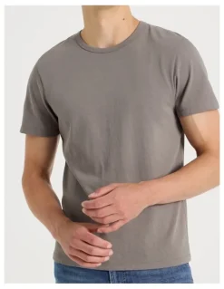 Grab Slim Crew Neck T-Shirt in Stone