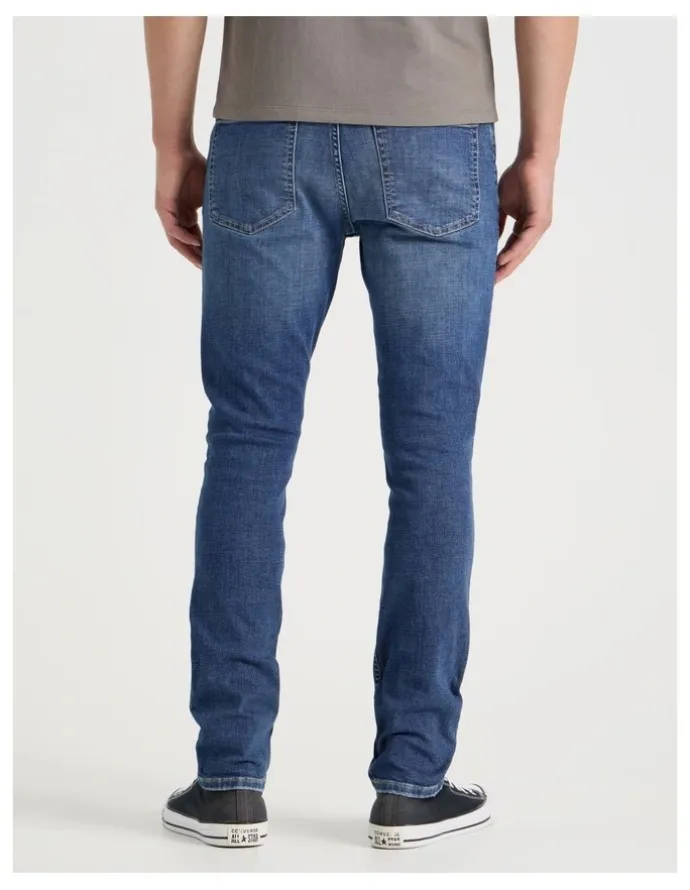 Grab Slim Crosshatch Jeans in Mid Blues
