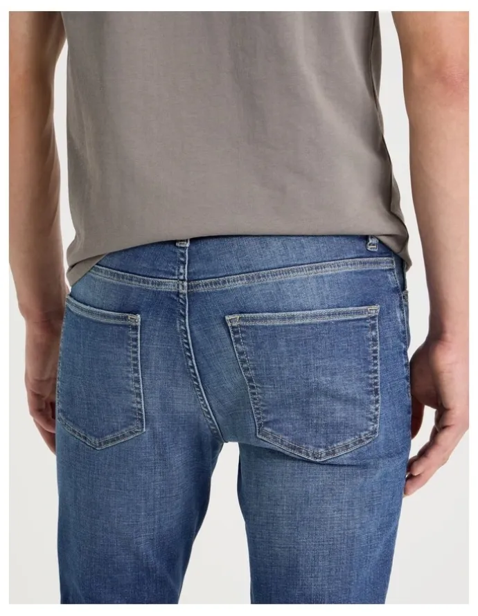 Grab Slim Crosshatch Jeans in Mid Blues
