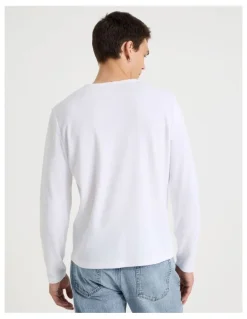 Grab Slim Henley Waffle in White