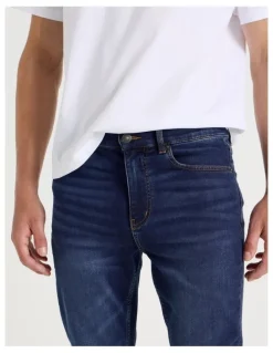 Grab Slim Knit Jeans in Mid Blues