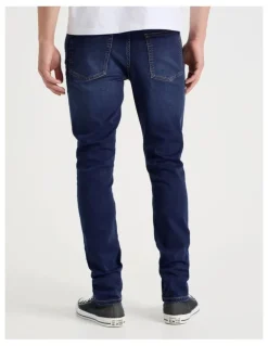 Grab Slim Knit Jeans in Mid Blues