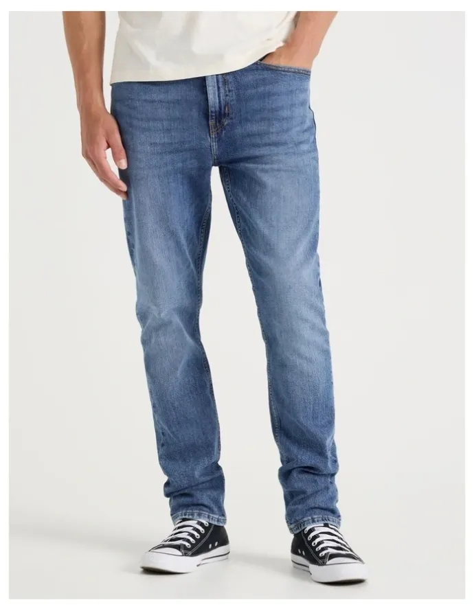 Grab Slim Tapered Jeans in Mid Blues