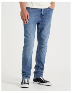 Grab Slim Tapered Jeans in Mid Blues