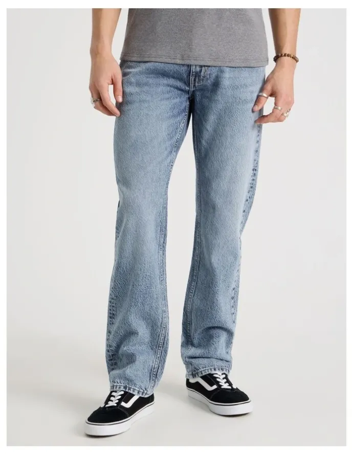 Grab Straight At Waist Performance Jeans in Light Blue