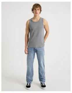 Grab Straight At Waist Performance Jeans in Light Blue