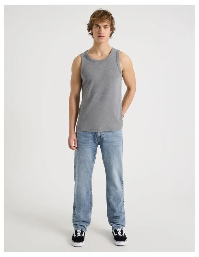Grab Straight At Waist Performance Jeans in Light Blue