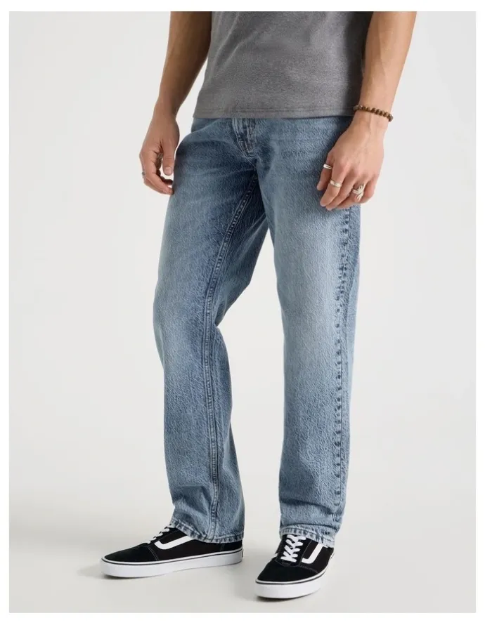 Grab Straight At Waist Performance Jeans in Light Blue