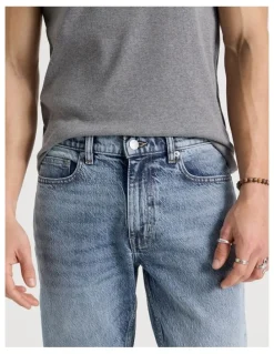 Grab Straight At Waist Performance Jeans in Light Blue