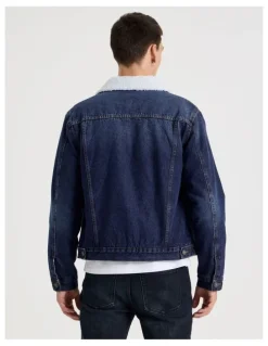 Grab Type 3 Sherpa Trucker Jacket in Mid Blues