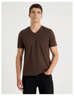 Grab V-Neck T-Shirt in Brown