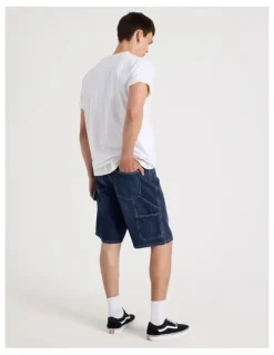 Grab Workwear Relaxed Shorts in Dark Denim