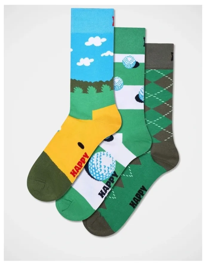 Happy Socks Golf Socks Gift Set 3 Pack
