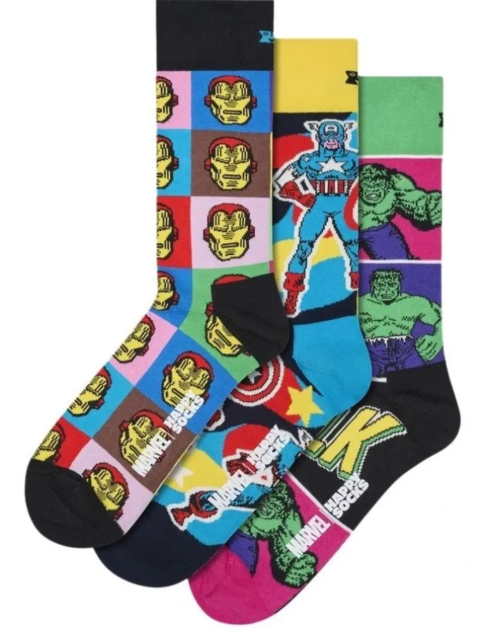Happy Socks Marvel Avengers 3Pk Sock Gift Set In Green