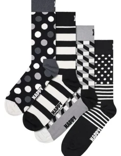Happy Socks 4Pk Classic Sock Gift Set In Black/white