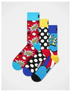 Happy Socks Super Dad Giftset Socks 3-Pack in Red