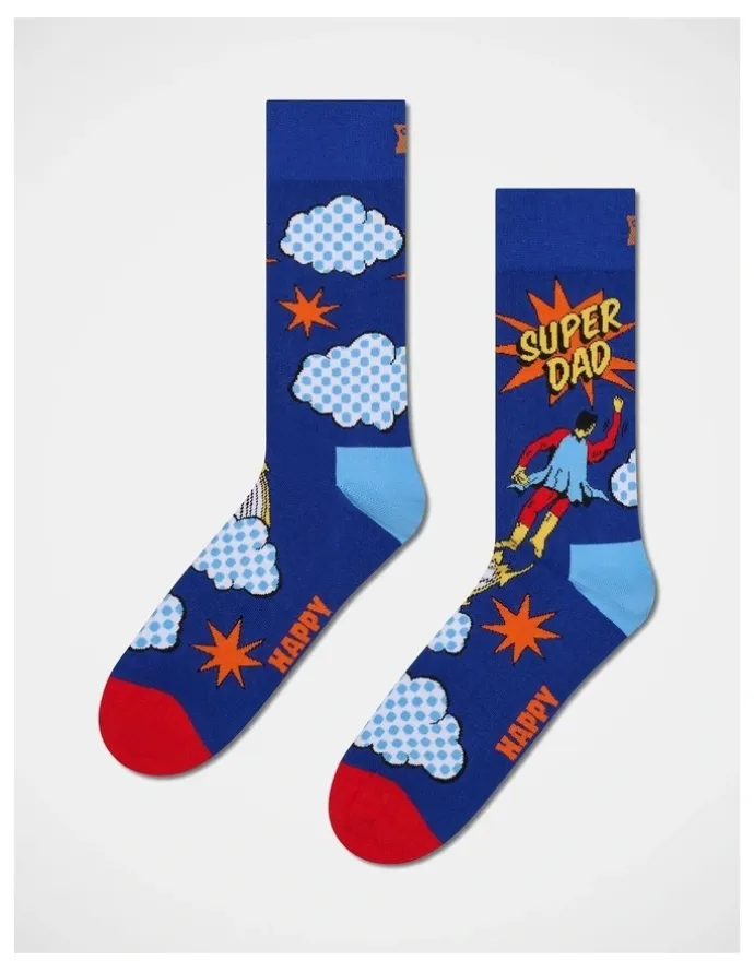 Happy Socks Super Dad Giftset Socks 2-Pack in Blue