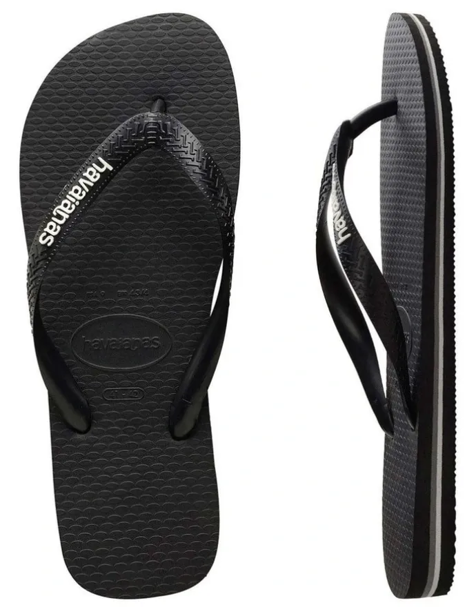 Havaianas Rubber Logo Thongs in Black
