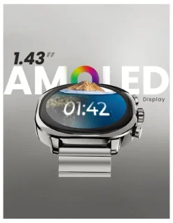 HiFuture AIX Amoled Stainless Steel Smart Watch in Titanium Silver