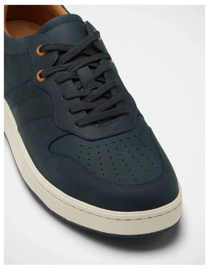 Hush Puppies Swing Leather Sneaker in Navy Wild