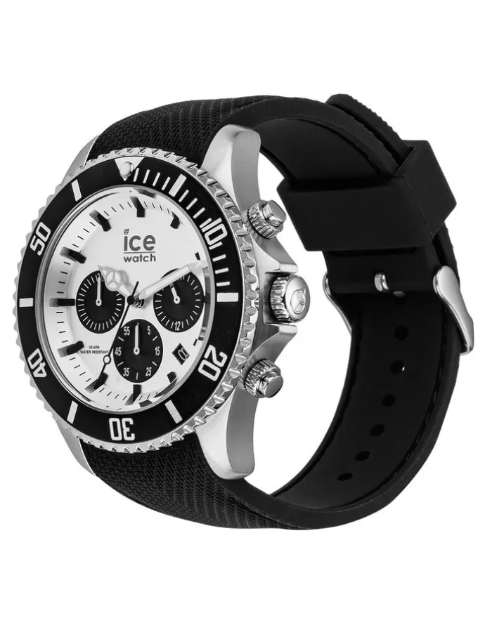 ICE-Watch Ice Steel Large Black Silicone Chronograph Watch