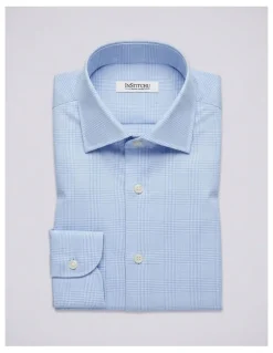 Institchu Aldwych Non Iron Check Shirt in Baby Blue