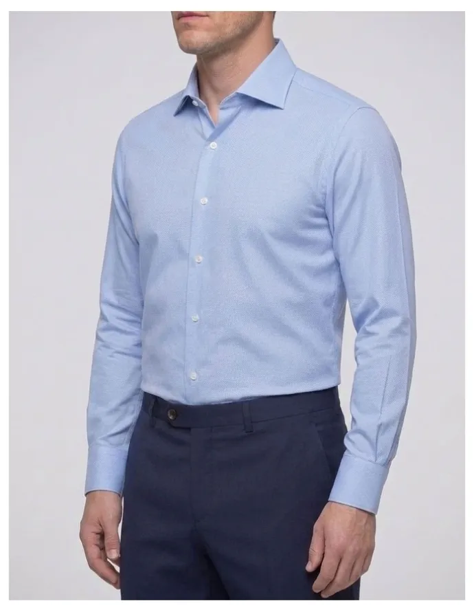 Institchu Aristotle Blue Textured Cotton Shirt