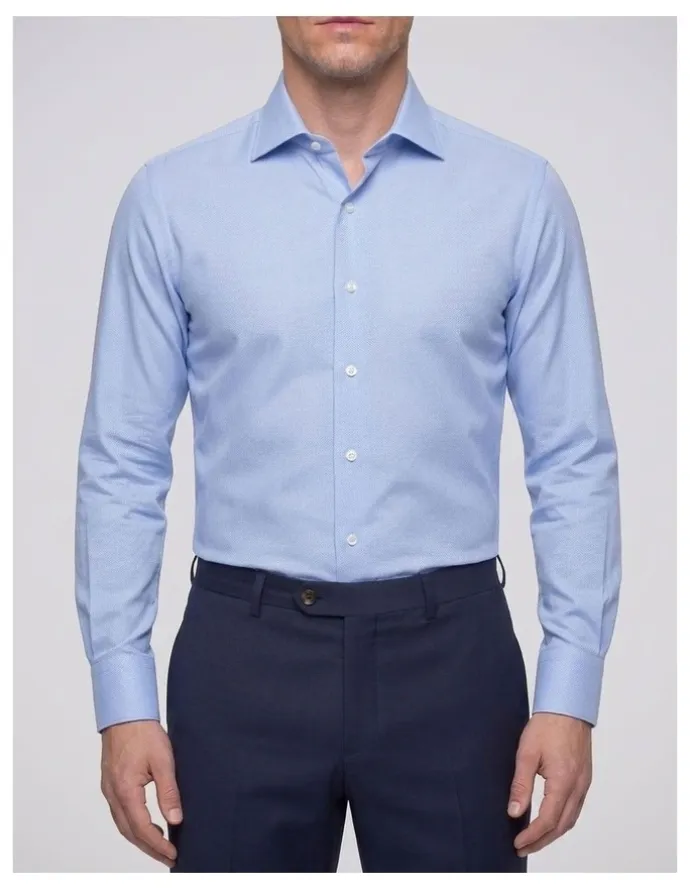 Institchu Aristotle Blue Textured Cotton Shirt